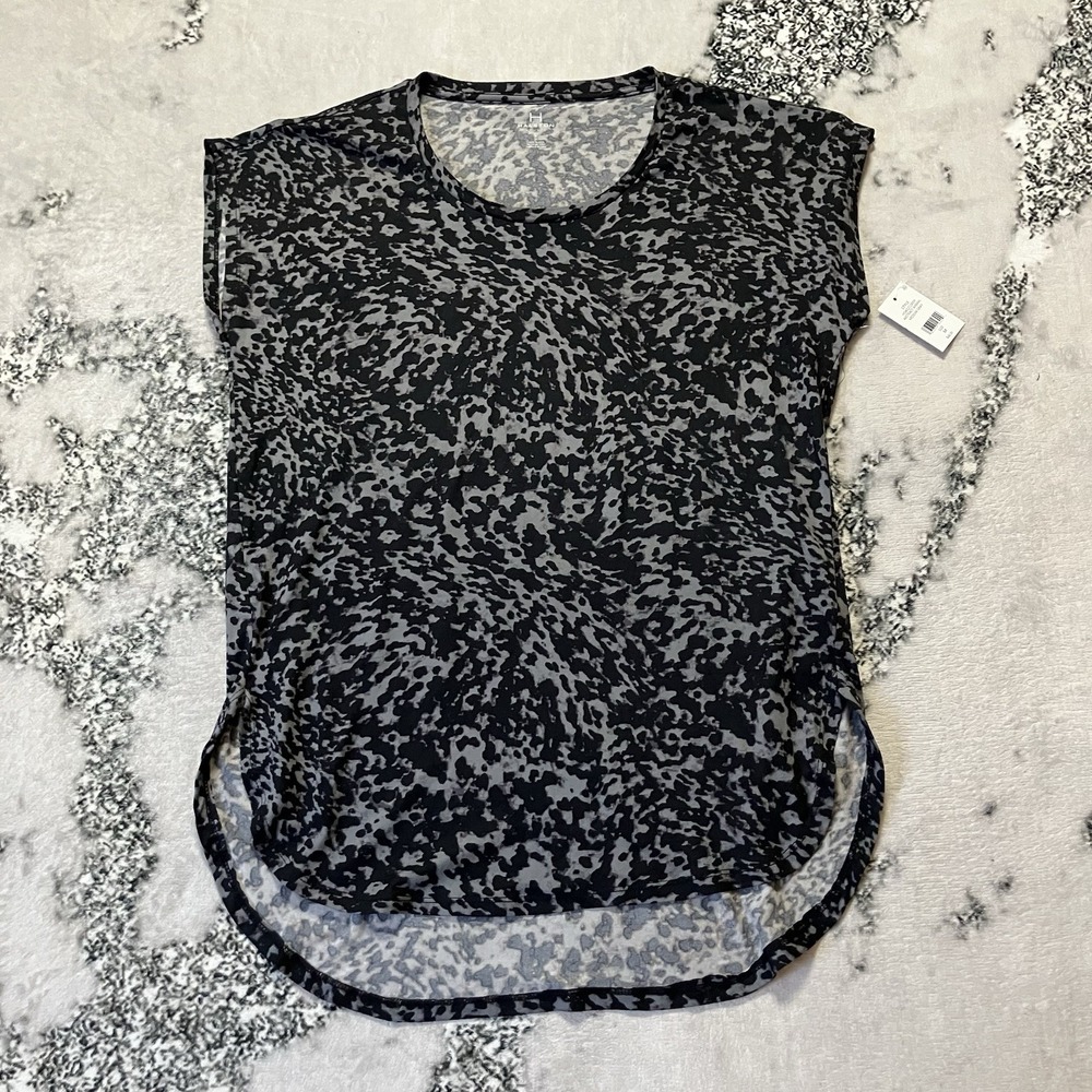 Halston Shirt Womens Size Medium Gray Abstract Animal Print Pullover